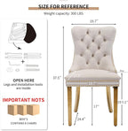 Mid Century Modern Dining Chairs Set of 6, Beige Velvet Upholstered Tufted Back, Kitchen & Dining Room Chairs, Gold Metal Legs, Nailhead Trim, Sillas para Comedor (Beige, 6 Pcs)