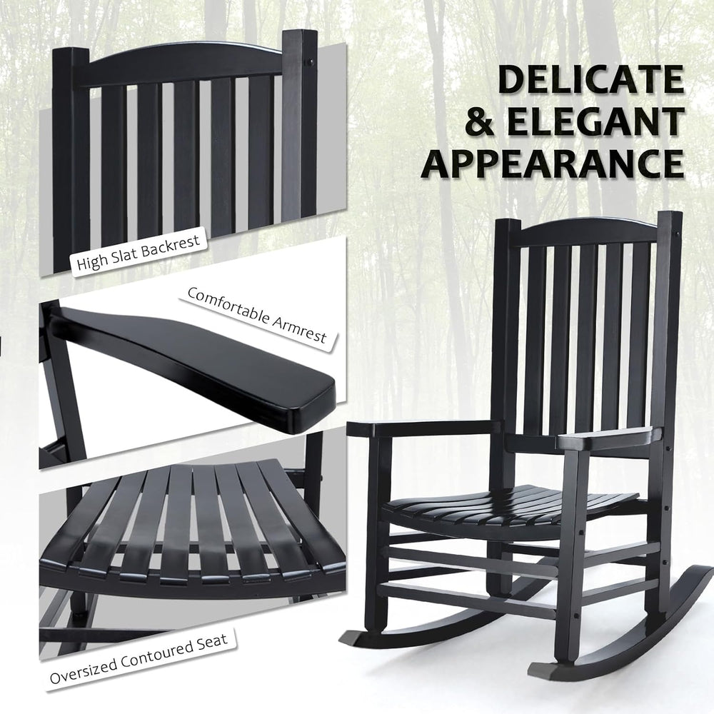 Hupmad Wooden Rocking Chair Outdoor Oversized Porch Rocker Chair,Patio Wooden...