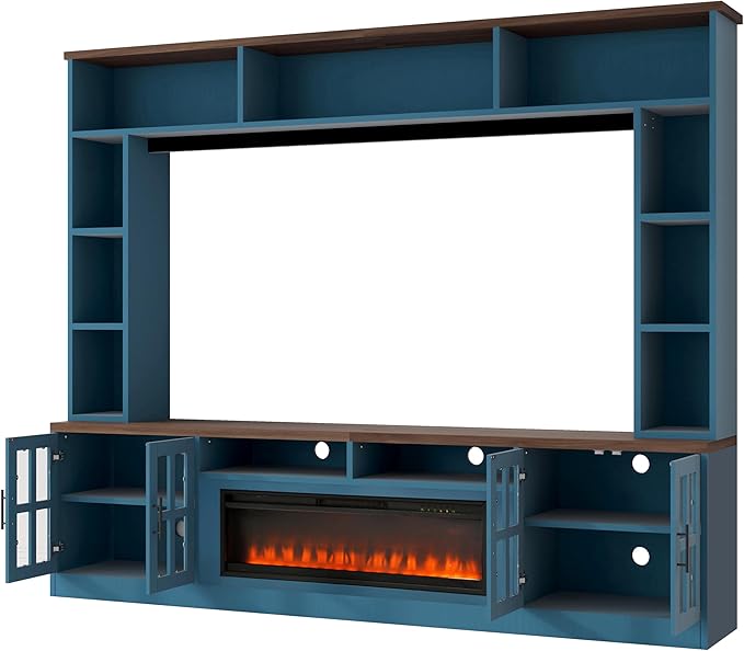 95.5" W Wall Unit Entertainment Center with Bookshelves for TVs up to 80...