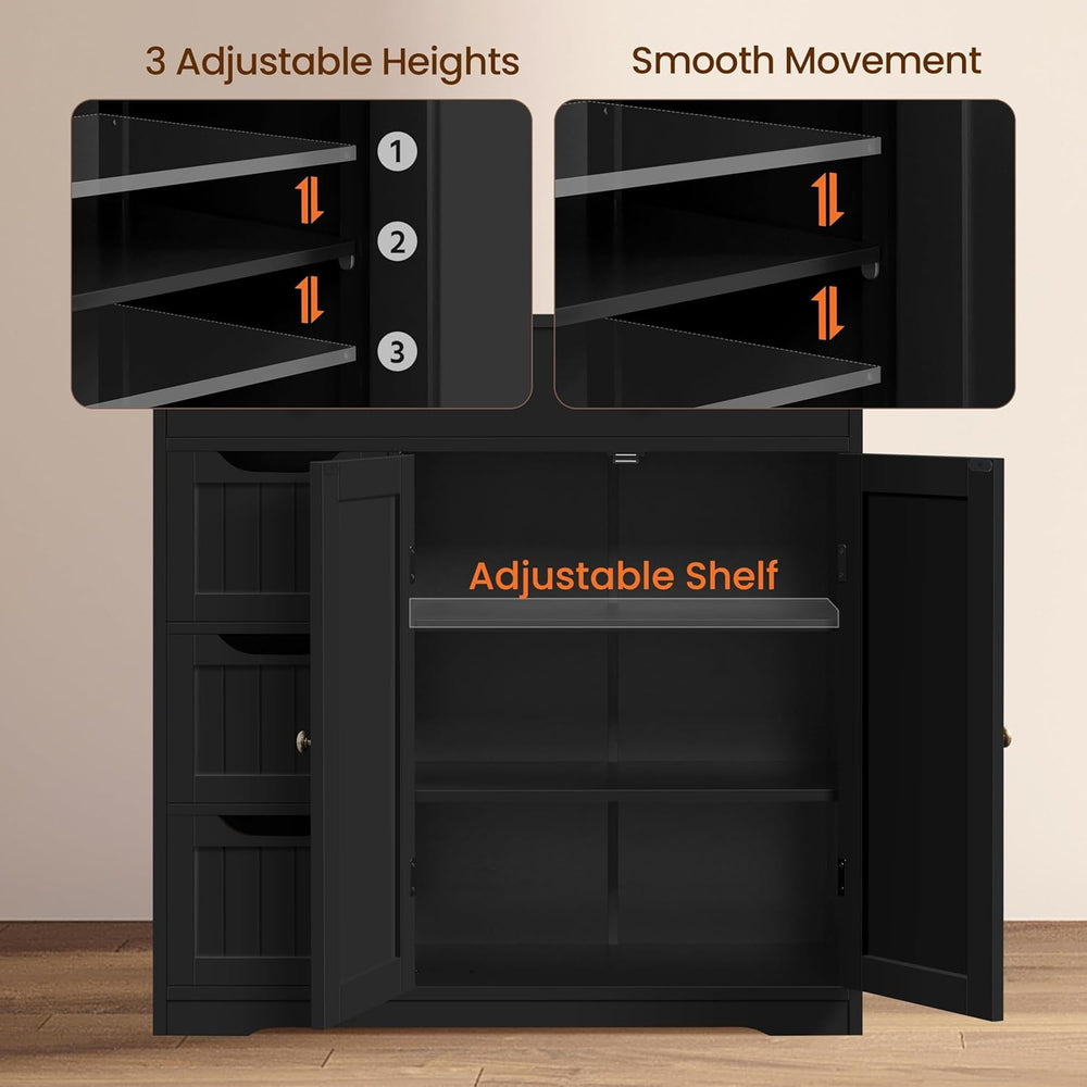 Topeakmart Storage Cabinet with 4 Drawers and 2 Doors, Adjustable Shelves, Fr...