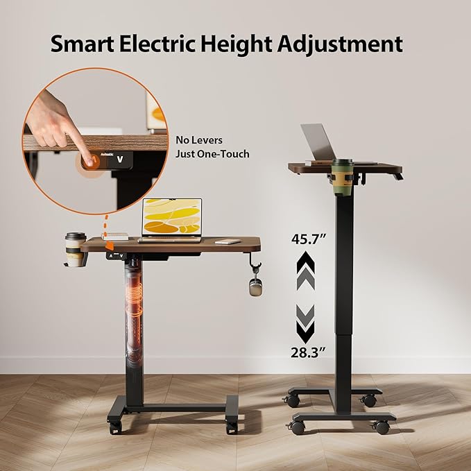 Agilestic Portable Standing Desk Height Adjustable, Mobile Table with Wheels,...
