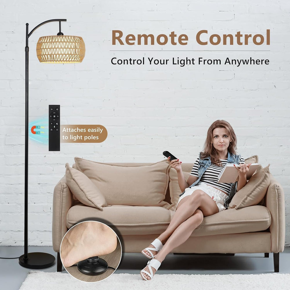 eyassi Arc Floor Lamp with 3 Color Temperatures, LED Gold Floor Lamp with Rem...