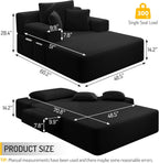 Avenix 70" Oversized Boneless Chaise Lounge Chair Indoor, Corduroy Comfy Oversized Reading Sleeper Chair Boneless Sofa Couch Bed with 3 Fluffy Pillows, No Assembly Required, Black