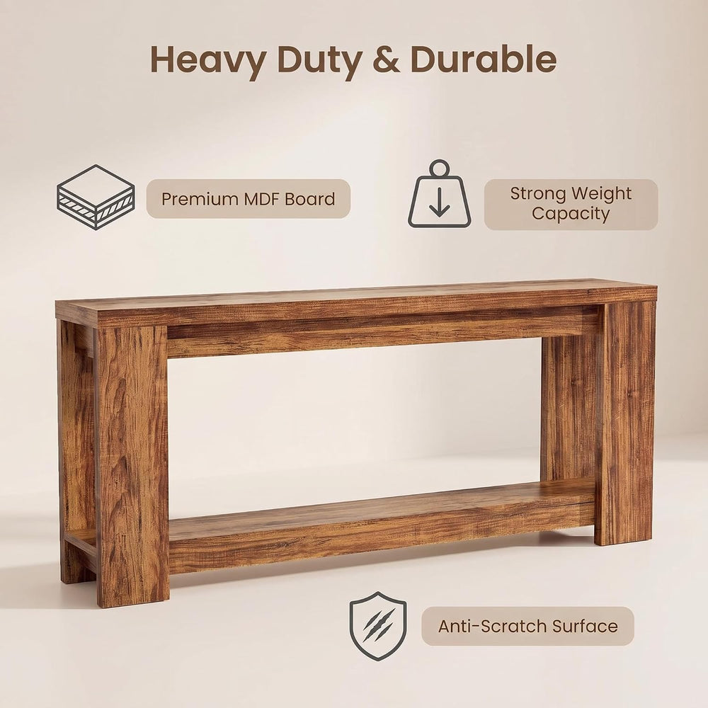 70.9" Rustic Farmhouse Console Sofa Table - Heavy Duty MDF Entryway Tabl...