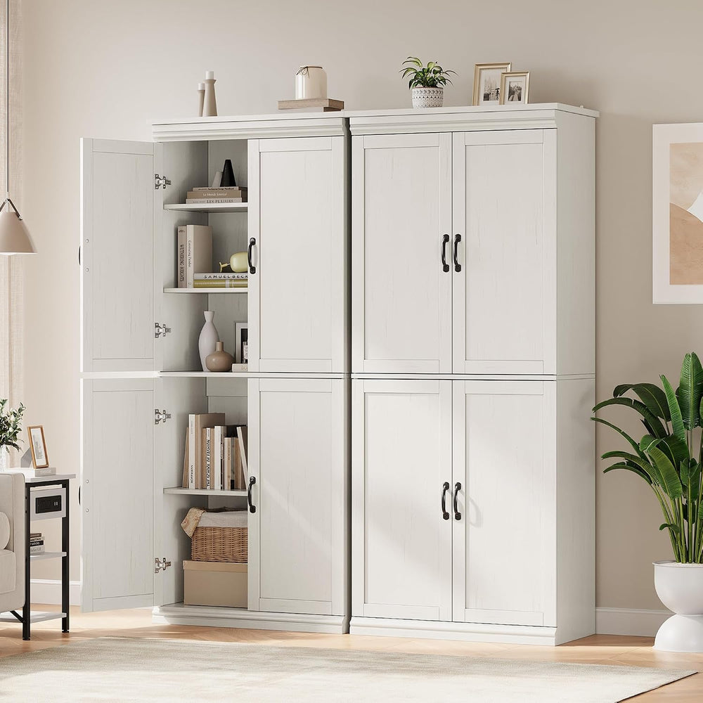 IDEALHOUSE Pantry Cabinet, White 4-Door with Adjustable Shelves, 70" H |...