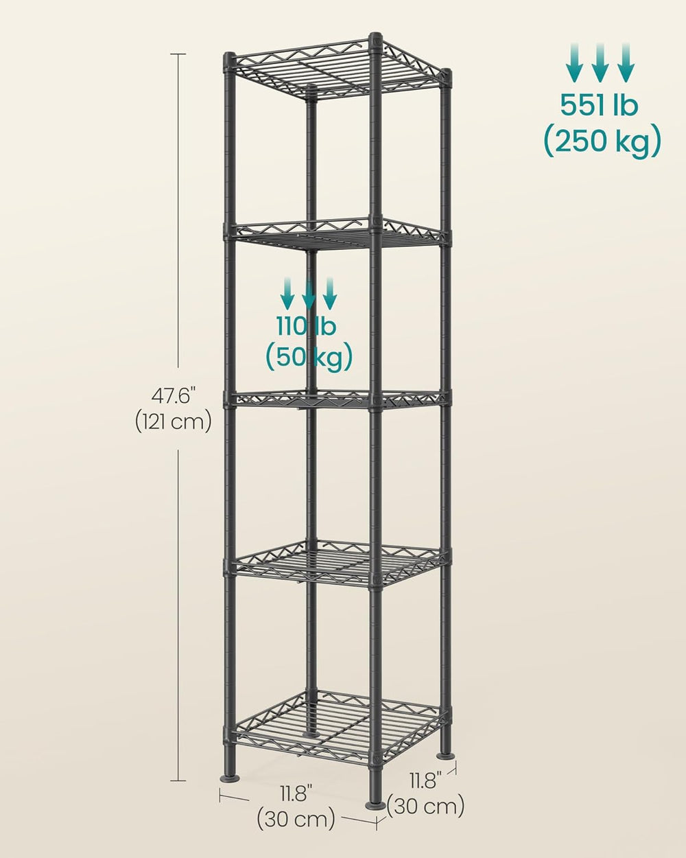 SONGMICS Storage Shelf, Small Metal Wire Shelving Unit, Adjustable Shelves, f...