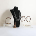 GemeShou Black necklace storage organizer for sale, Velvet necklace holder stand, jewelry bust display stands, Jewelry Mannequin for Countertop, Showcase【Black-Large height 12.4 inch】