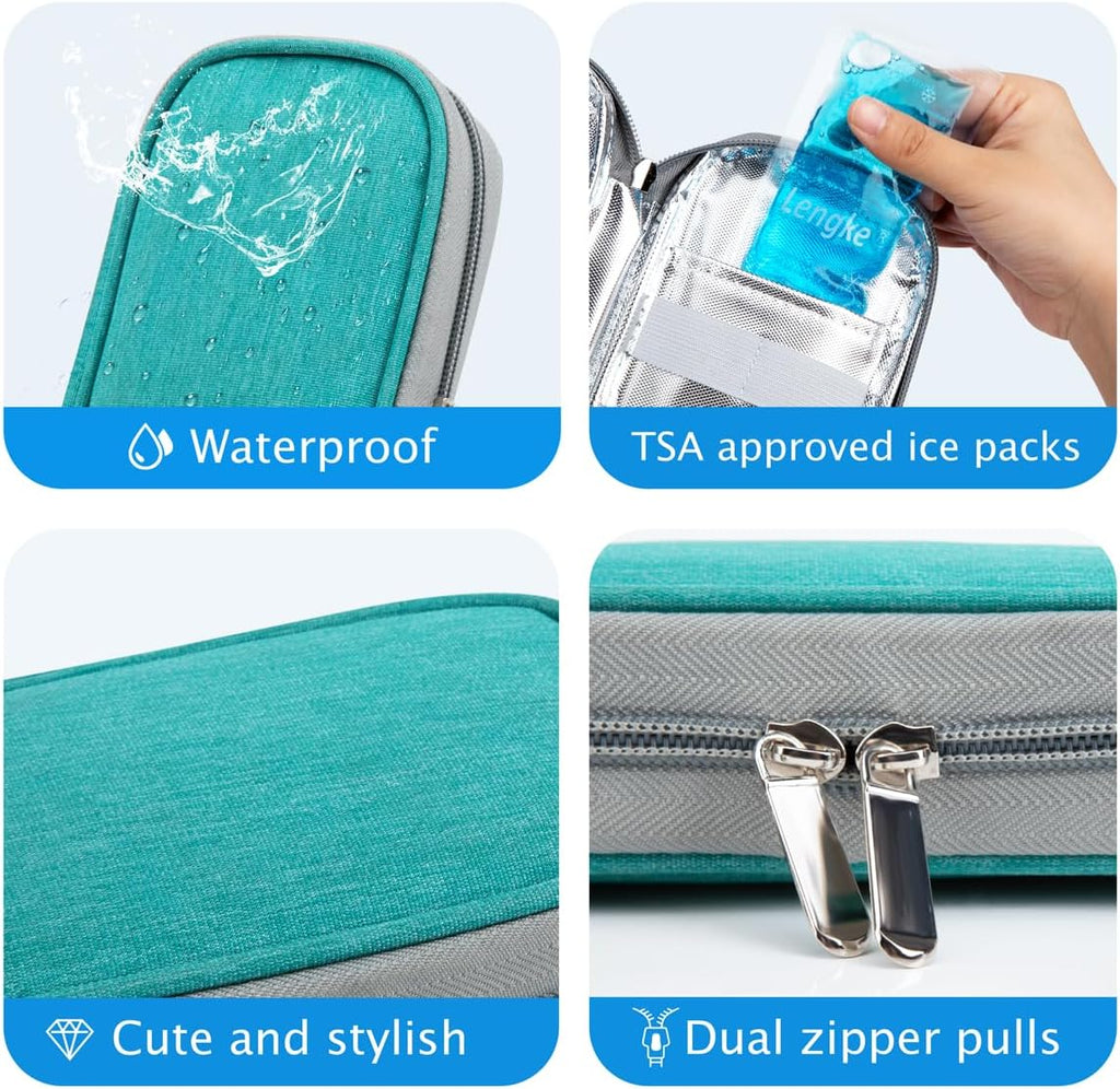 YOUSHARES Insulin Cooler Travel Case TSA Approved Medication Diabetic Supplies Cooler For Travel Refrigerated Medicine Organizer Bag With 2 Ice Pack