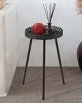 Side Table for Living Room: Small Round End Table for Housewife - Black