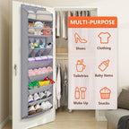 FENTEC 1 Pack Over The Door Shoe Organizer,68" Exlarge Deep Pockets Hanging Shoe Organizers, 8 Shelves Shoe Rack for Closet, Shoe Holder for Boots,Over Door Organizer in Home, RV, Dorm, Grey