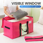 TAILI 10 Pack Pink Extra Large Moving Bags, Heavy Duty Totes with Visible Window, Wrap Around Handles, Ideal for Storage, Space-Saving