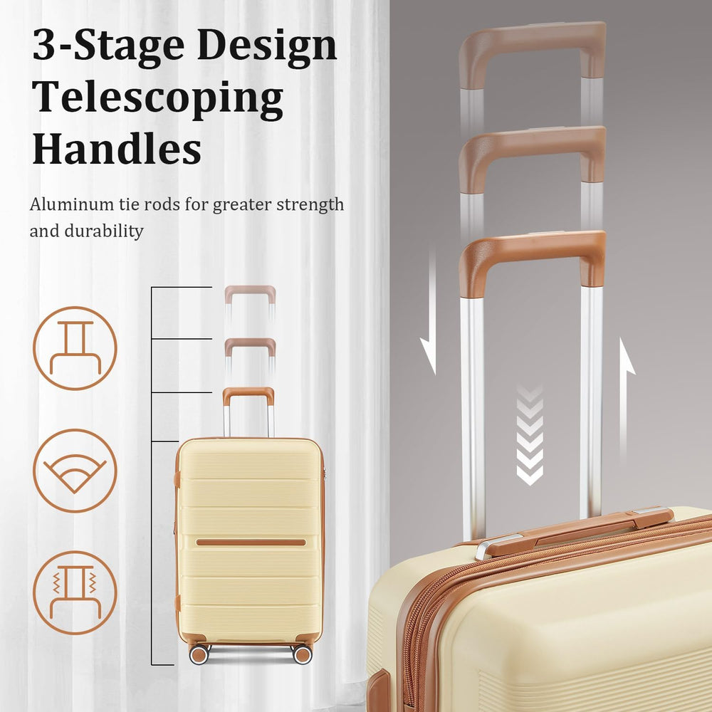 Polypropylene Hard Case Luggage Set, Apricot Cream | Polypropylene Constructi...