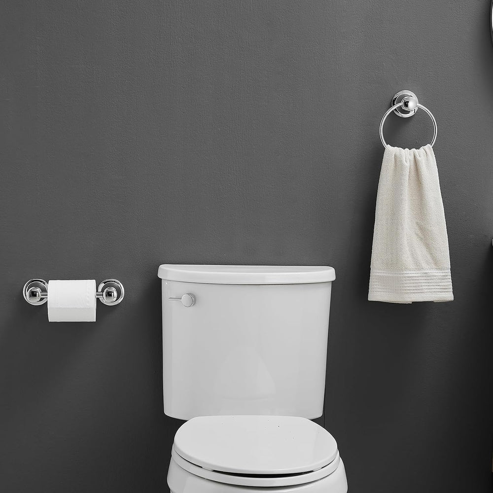 RUMOSE Pivoting Toilet Paper Holder and Hand Towel Ring, Polished Chrome