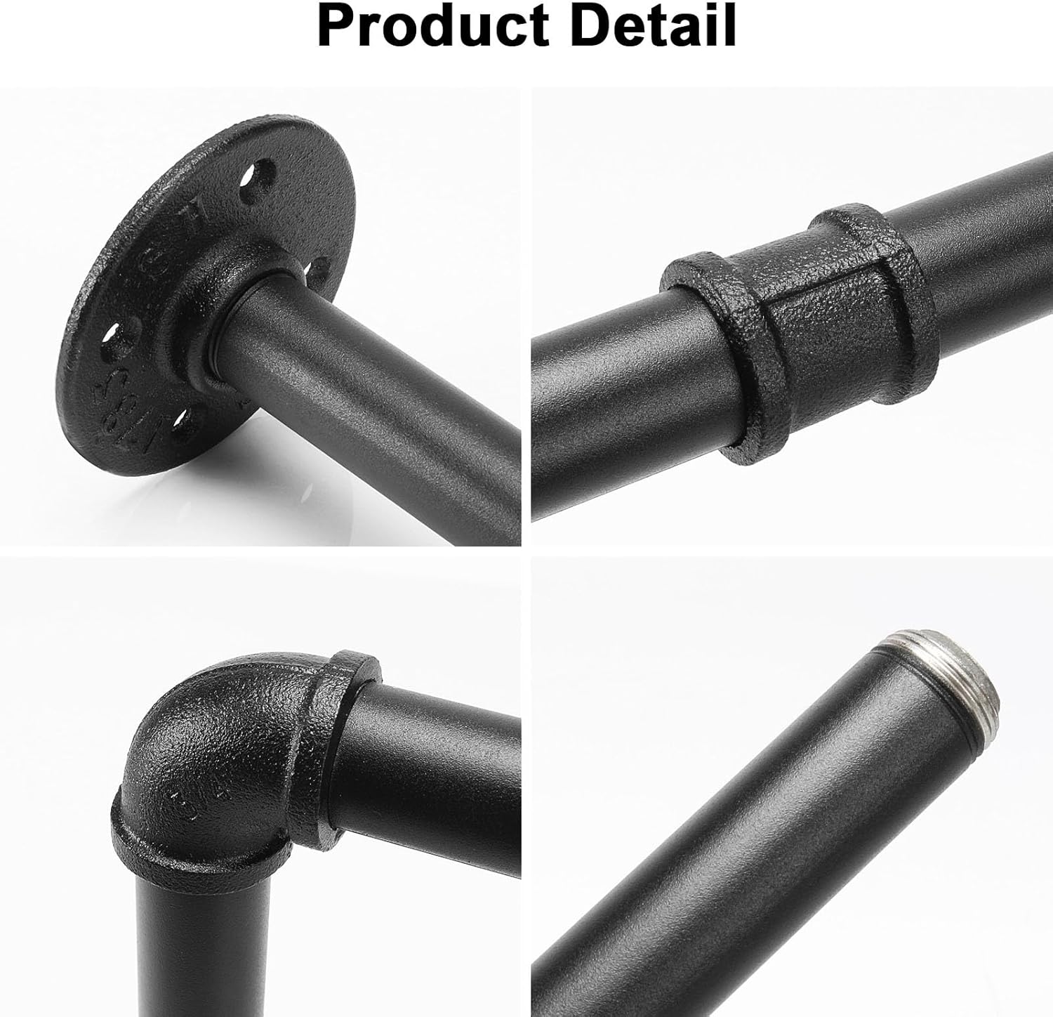 Industrial Iron Pipe Clothes Hanging Bar DIY Wall-Mounted Garment Rack Heavy Duty Clothing Rack for Bedroom, Laundry Room, Closet Storage (Black 40 inch)