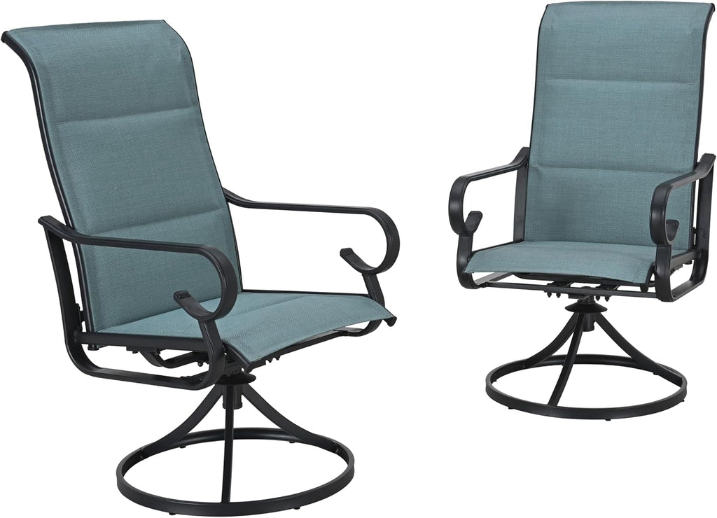 LOKATSE Home High Back Textilene Outdoor Patio Swivel Chair Set of 2, 360° Mesh Rocker, for Backyard, Patio, Lawn, Garden