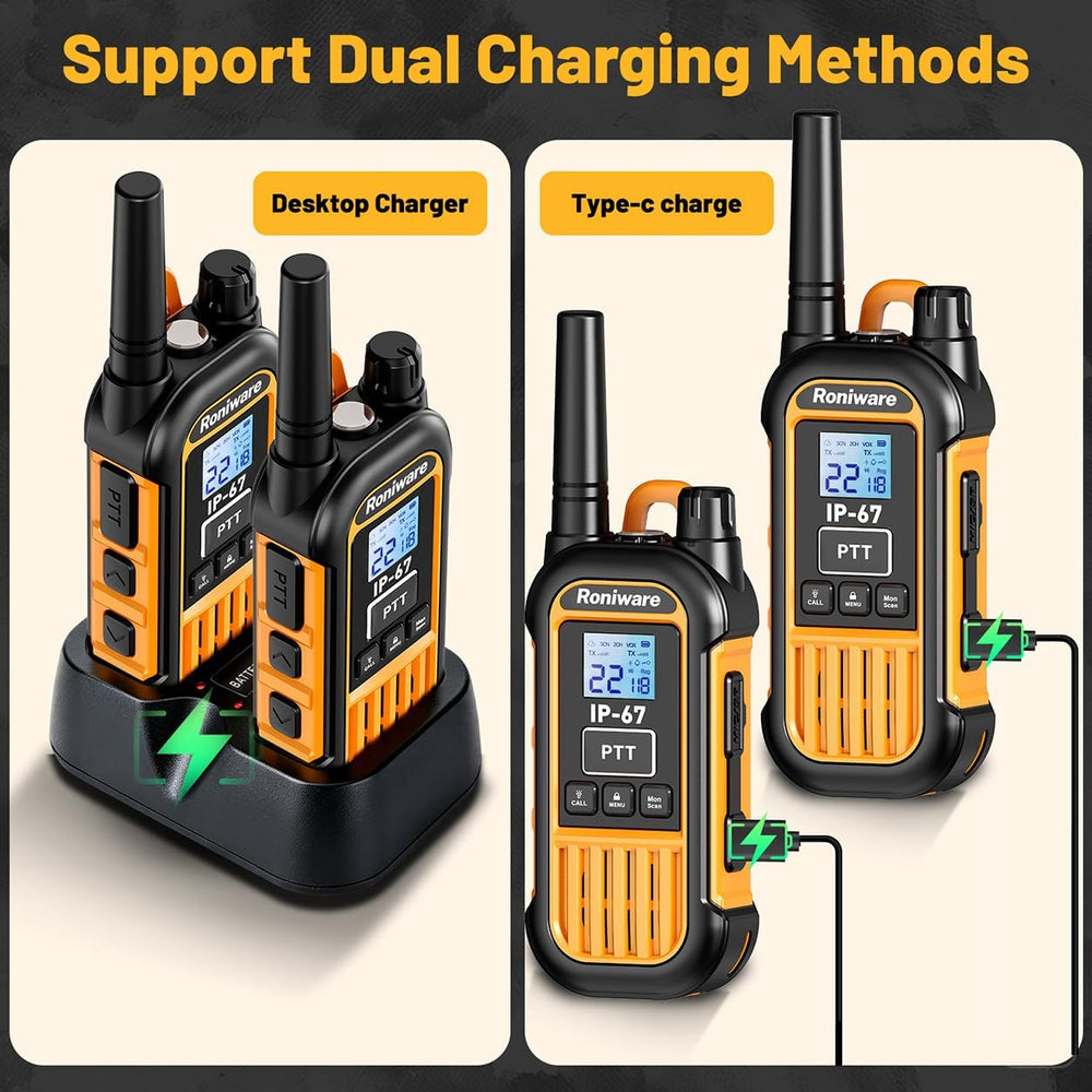 IP67 Waterproof Walkie Talkies Long Range for Adult Rugged Radios