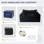 MAXYOYO Boneless Couch, 59-Inch Couch in a Box, Deep Loveseat | Foam-Filled Boneless Loveseat, Deep Seating for Two with No Assembly, Ideal for Living Rooms, Bedrooms or Apartments, Black