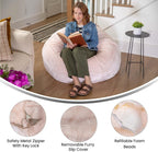 Flash Furniture Duncan Oversized Blush Furry Bean Bag Chair for Kids and Adults