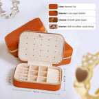 Small Travel Jewelry Box Organizer for women & Girls, Portable Small Travel Jewelry Case Organizer for Traveling, PU Leather Mini Box for Earrings, Necklaces, Rings, Bracelets - Neutral Tan