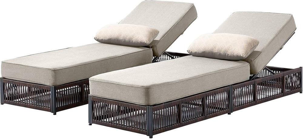 Luxury Outdoor Chaise Lounges with 5 Inch Thickened Cushions - Set of 2 High ...