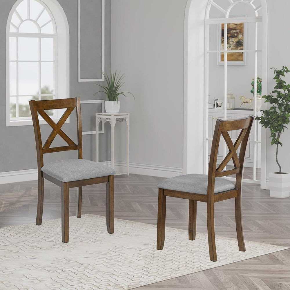 Ball & Cast Wood Frame Dining Chairs Set of 4, Modern Linen Upholstered K...