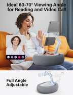 Tablet Kindle Pillow Stand Holder with 2 Trays Fit 4''-13'' Phone/Tablet/Kindle iPad Holder Stand for Bed with Soft Plus Fabric Reading Accessories Gift for Reading, Gray