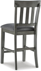 Signature Design by Ashley Hallanden Modern Farmhouse 25.75" Counter Height Upholstered Barstool, Set of 2, Dark Gray