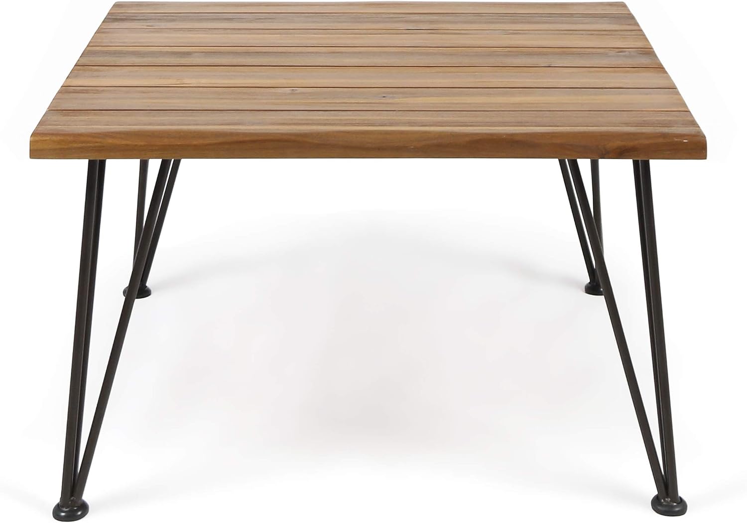 Christopher Knight Home Zion Outdoor Industrial Acacia Wood Coffee Table with Iron Frame, Teak Finish / Rustic Metal