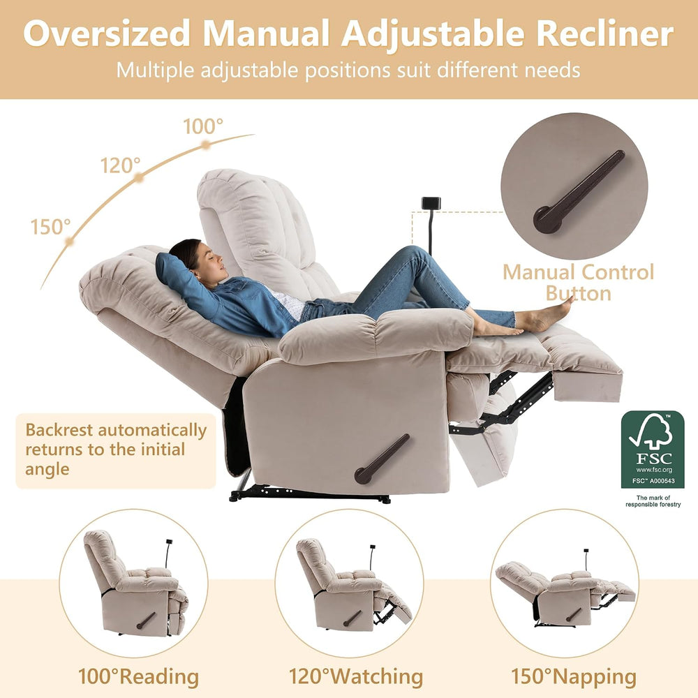 Oversized Recliner Chair, Big Mans Recliner Chairs for Adults 400lbs, Wide Re...