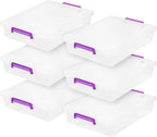 IRIS USA 6 Qt. Plastic Craft Storage Container Bins with Lids, 6 Pack, Small Art & Office Supply Organizer Tote, Sensory Bins & Boxes for Home & University, Stackable, Secure Latch Buckles, Clear
