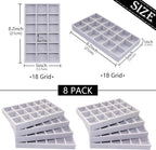 8 Pack Earring Organizer Holder Velvet Jewelry Tray for Drawer Stackable Jewelryy Organizer Divided Display Tray for Earring 18 Grids