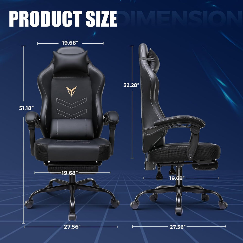GTPLAYER Gaming Chair with Footrest, Recliner Chair with Headrest & Lumba...