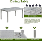 KEIKI 6-Piece Standard Height Dining Table Set with Rectangular Table, 4 Upholstered Chair, Bench, for 6 Person, Crystal Decoration Table Set, Easy Assembly, for Kitchen, Dining Room, Silver Grey