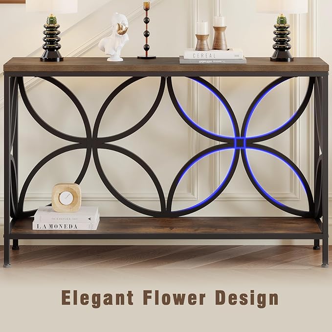 GiftGo Narrow Sofa Table 47.2 Inch, Industrial Sofa Table Behind Couch, Vinta...