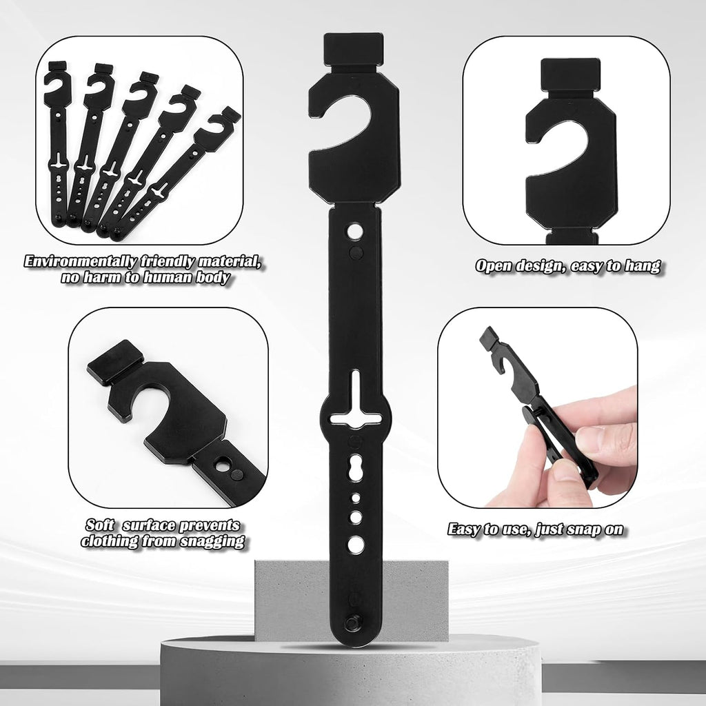 Geelin 100 Pack Belt Hanger, Black Plastic Tie Hangers Bulk for Men & Women, Non-Slip Space Saving Closet Organizers and Storage, Durable Retail Display Hooks for Wardrobe, Accessories