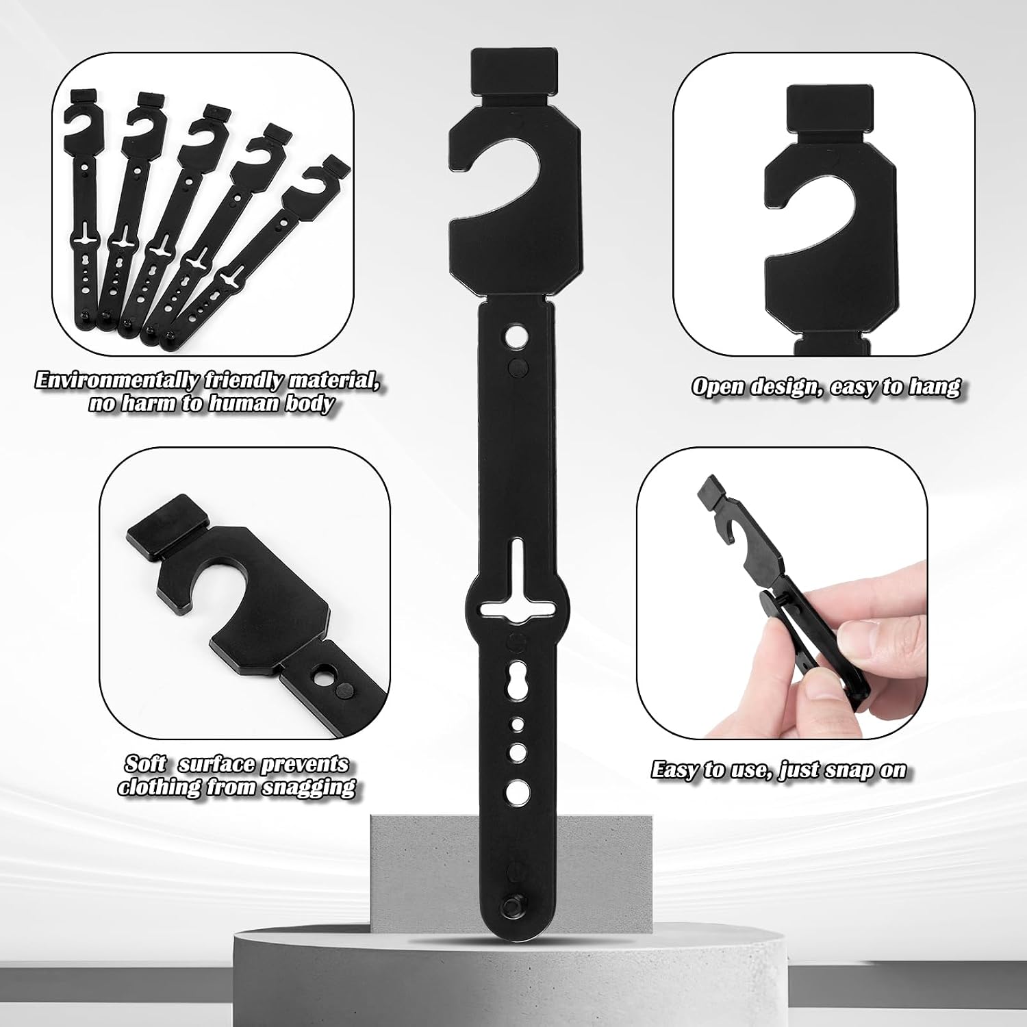 Geelin 100 Pack Belt Hanger, Black Plastic Tie Hangers Bulk for Men & Women, Non-Slip Space Saving Closet Organizers and Storage, Durable Retail Display Hooks for Wardrobe, Accessories