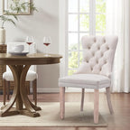 Velvet Upholstered Dining Chairs Set of 8, Modern Style Kitchen Side Chairs with Nailhead Trim and Wood Legs,Metal Pulling Ring for Dining Room Living Room(Beige)