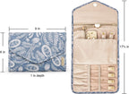 BAGSMART Travel Jewellery Organiser Roll Foldable Jewelry Case for Journey-Rings, Necklaces, Bracelets, Earrings, White Leaf