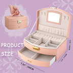 Princess Jewelry Box for Girls with Hair Accessories,Girls Hair Clips Bows Set, Fashion Hair Styling Kit with Mirror,Pink Sparkle Trinket Box Includes Hair Clips