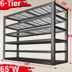 65" Wide Heavy Duty Garage Shelving Units, 6-Tier Deep Storage Shelves,Black Metal Garage Shelves,Steel Shelf,Large Storage Rack,Industrial Shelving for Shop, 65" W x 24" D x84 H,2 Pack