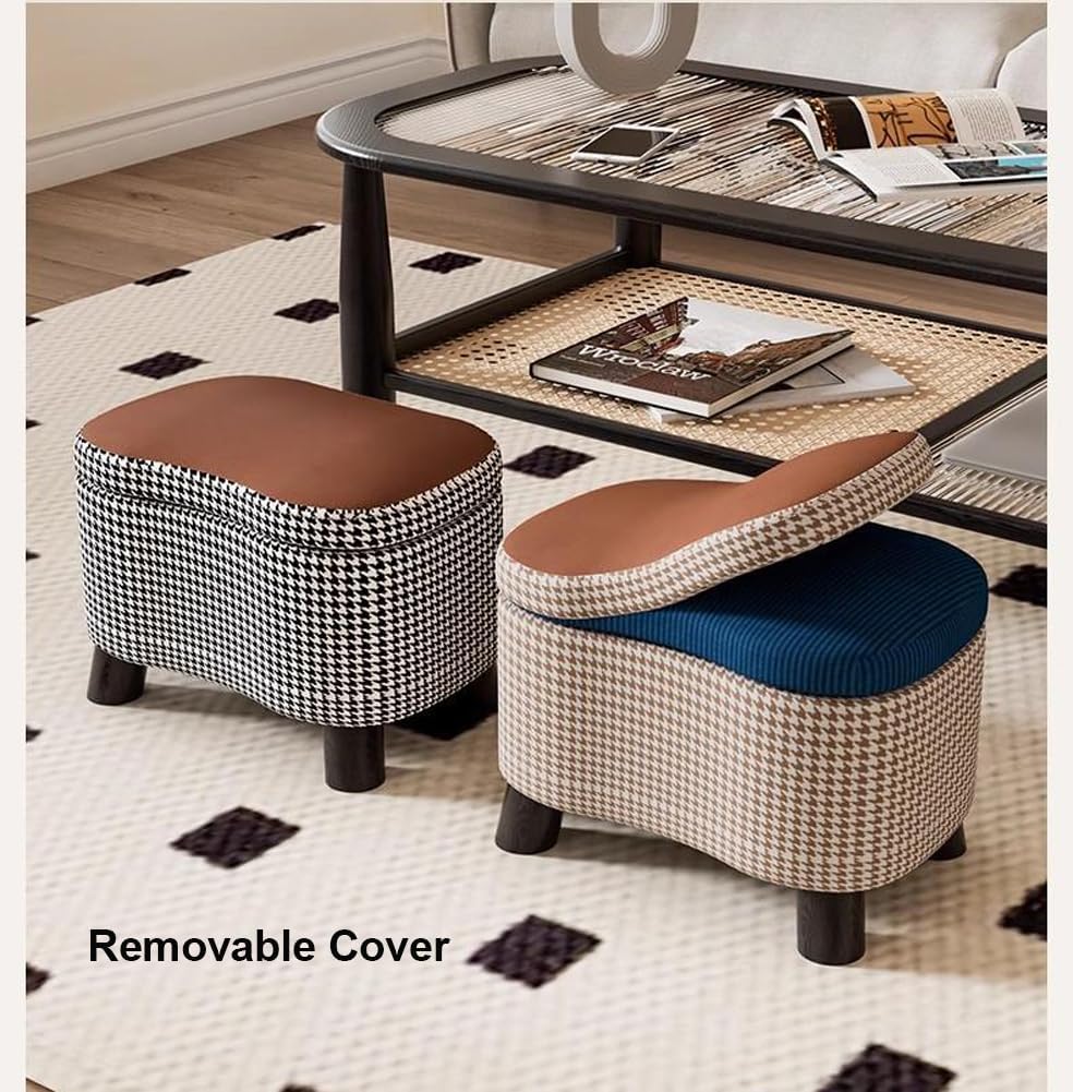 Storage Ottoman with Removable Cover,Soft Foot Rest Stool Upholstered Padded ...