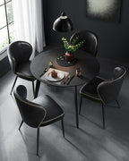 VASAGLE EKHO Collection - Dining Chairs Set of 4, Upholstered Kitchen Chairs, Comfortable Seat, Synthetic Leather with Stitching, Mid-Century Modern, Easy Assembly, Living Room Lounge, Ink Black