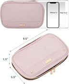 NISHEL Travel Jewelry Case, Holiday Organizer for Necklaces, Earrings, Rings, Bracelets, Watch, Pink