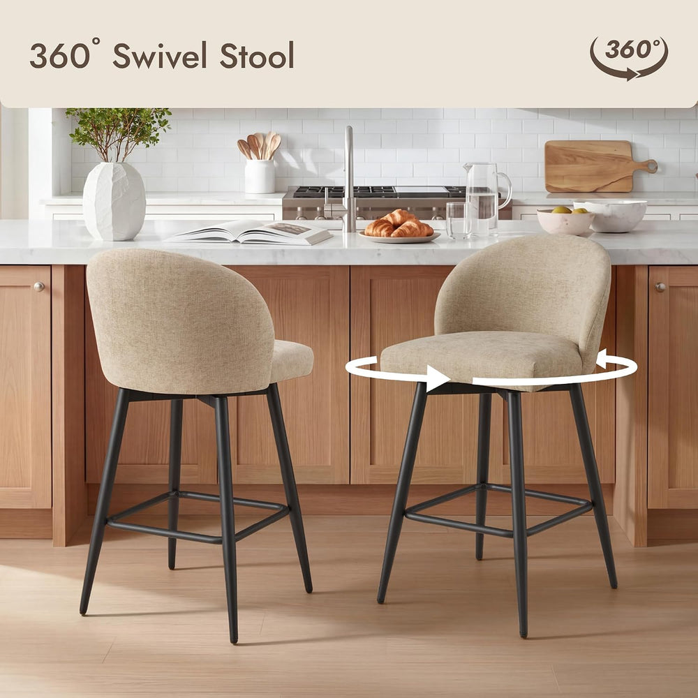 Zerel's Home 26" Counter Height Bar Stool Set of 2,Linen Fabric Upho...