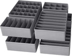 8 Pack Dresser Drawer Organizer Clothes Underwear Sock Storage Drawer Dividers Grey Foldable Closet Organizer Storage Box