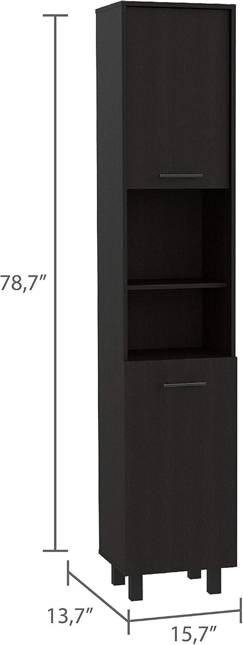 2-Door Pantry Cabinet,with Two 2-Cabinet Spaces and Two Open Shelves,Buffet Kitchen Sideboard for Kitchen,Dining Room
