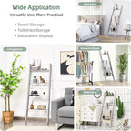Tangkula 4-Tier Wooden Blanket Ladder, 4.5 ft Farmhouse Storage Rack, Wall Leaning Ladder Shelf Stand, Decorative Blanket Shelf for Living Room, Bathroom & Bedroom (Grey)