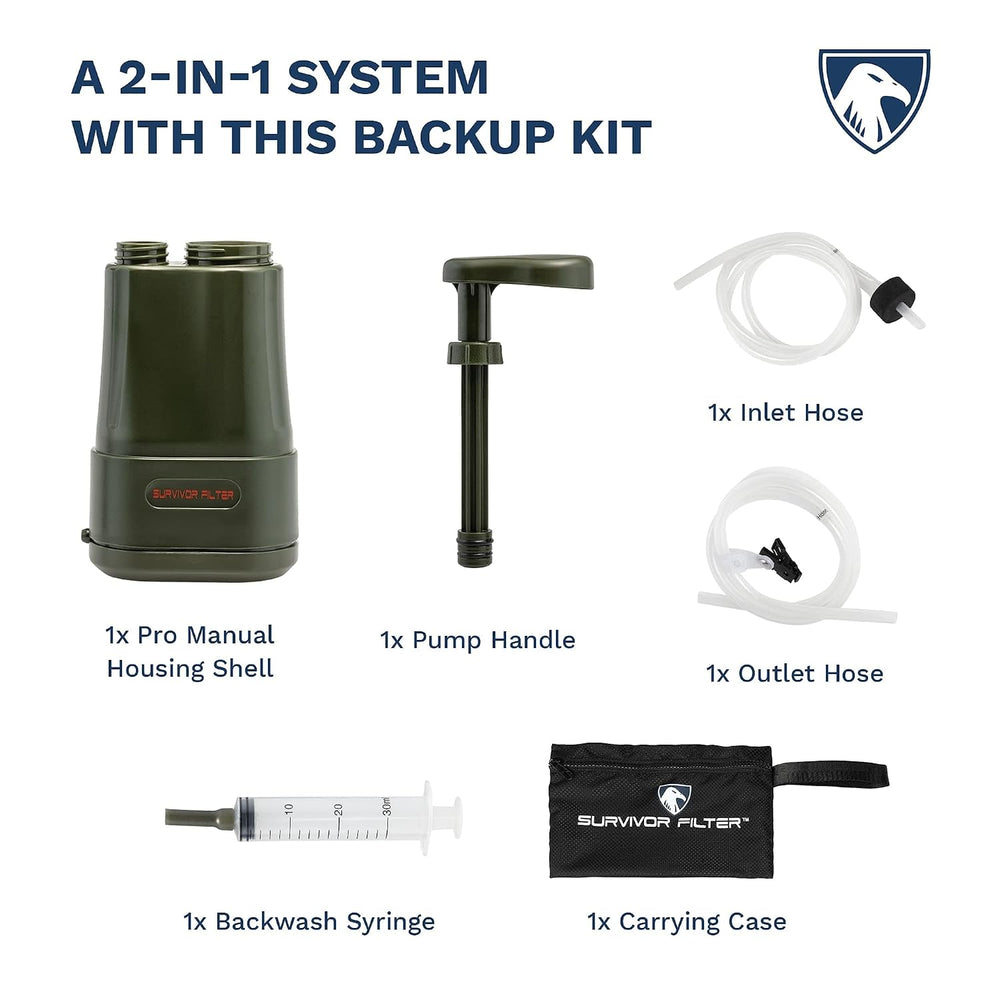Survivor Filter PRO X Electric Portable Water Filter Manual Backup Kit