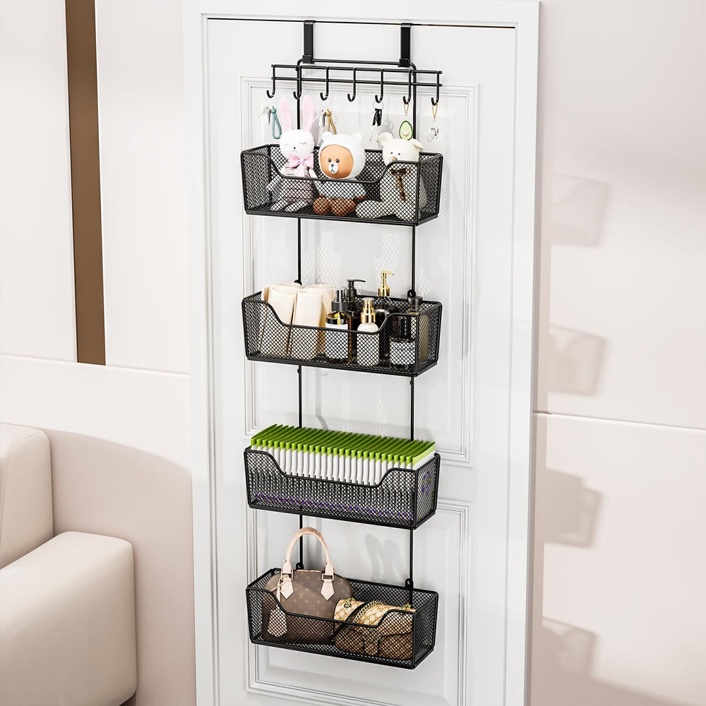 HapiRm Over The Door Organizer - Hanging Door Organizer with 4 Metal Large Ca...