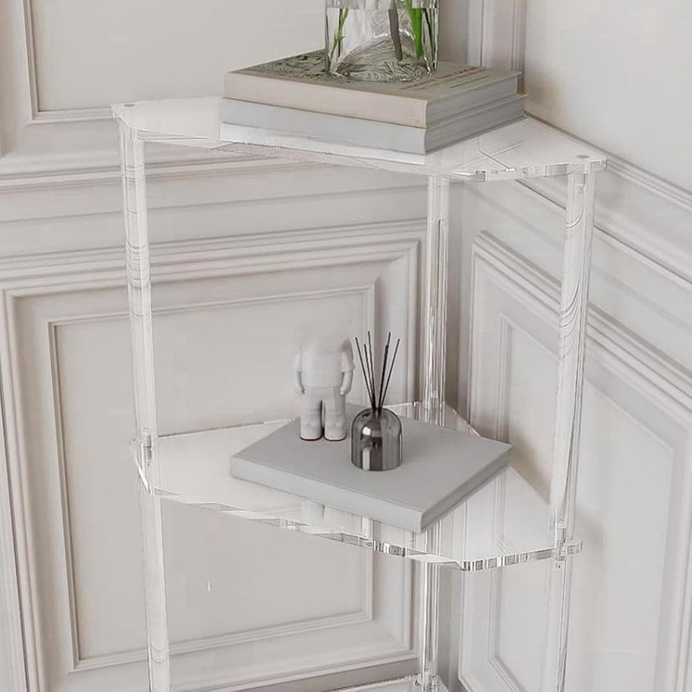 65cm / 25.6in Clear Acrylic Triangle End Table,3 Tier Acrylic Corner Side Tab...